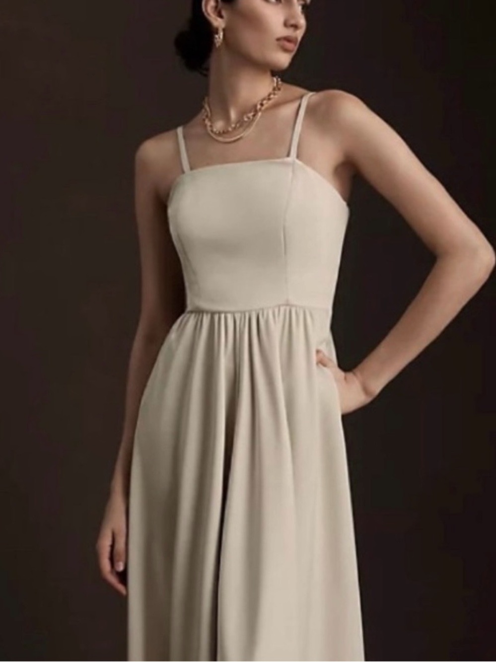 BHLDN Elsie Straight-Neck Satin A-Line Gown , size 8 - Picture 5 of 5